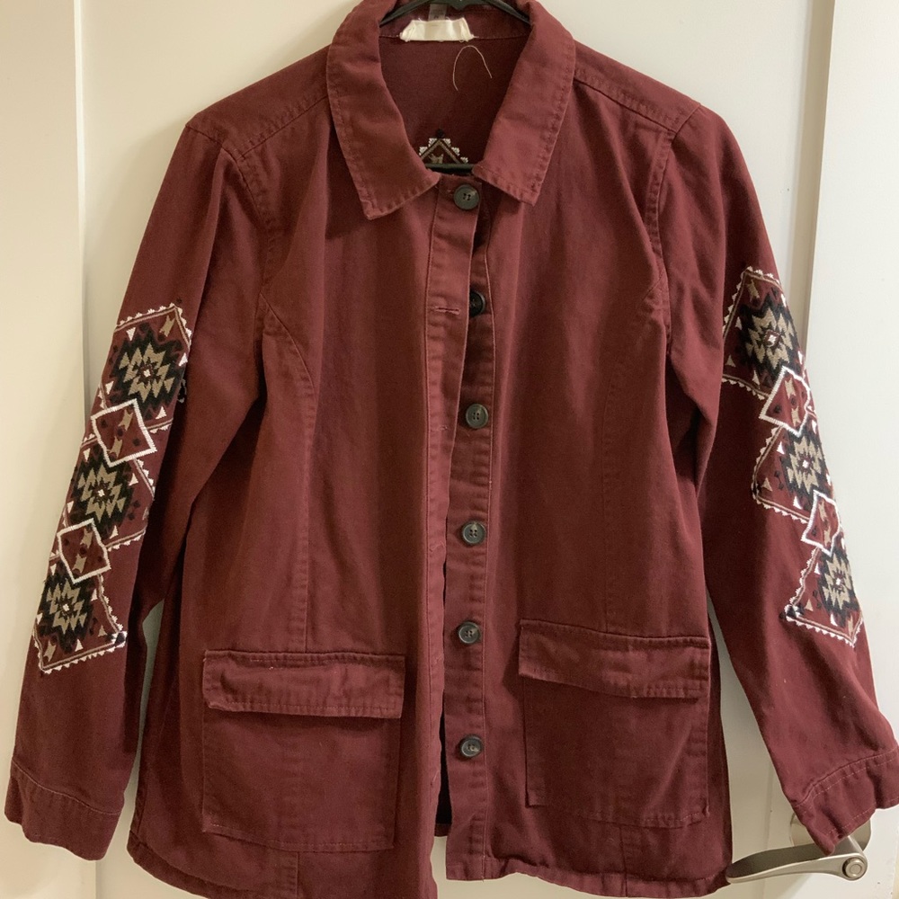 30% Off Vintage Maroon Jacket with Custom Stitching